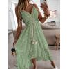 CUPSHE Women’s Summer Dresses Sleeveless Lace Casual Tassel Beach Spaghetti Straps Flowy Maxi Sun Dress(Green)