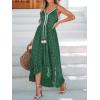 CUPSHE Women’s Summer Dresses Sleeveless Lace Casual Tassel Beach Spaghetti Straps Flowy Maxi Sun Dress(Olive Green)