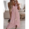 CUPSHE Women’s Summer Dresses Sleeveless Lace Casual Tassel Beach Spaghetti Straps Flowy Maxi Sun Dress(Pink)