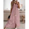 CUPSHE Women’s Summer Dresses Sleeveless Lace Casual Tassel Beach Spaghetti Straps Flowy Maxi Sun Dress(Pink)