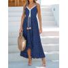 CUPSHE Women’s Summer Dresses Sleeveless Lace Casual Tassel Beach Spaghetti Straps Flowy Maxi Sun Dress(Royal Blue)