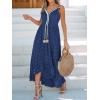CUPSHE Women’s Summer Dresses Sleeveless Lace Casual Tassel Beach Spaghetti Straps Flowy Maxi Sun Dress(Royal Blue)