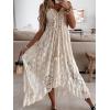 CUPSHE Women’s Summer Dresses Sleeveless Lace Casual Tassel Beach Spaghetti Straps Flowy Maxi Sun Dress(White)