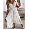 CUPSHE Women’s Summer Dresses Sleeveless Lace Casual Tassel Beach Spaghetti Straps Flowy Maxi Sun Dress(White)