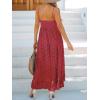 CUPSHE Women’s Summer Dresses Sleeveless Lace Casual Tassel Beach Spaghetti Straps Flowy Maxi Sun Dress(Wine)