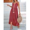 CUPSHE Women’s Summer Dresses Sleeveless Lace Casual Tassel Beach Spaghetti Straps Flowy Maxi Sun Dress(Wine)