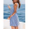 CUPSHE Women’s Summer Dresses Striped V Neck Tie Waist Sleeveless Casual Wrap Beach Vacation Mini Dress(Striped Blue)