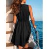 CUPSHE Women’s Summer Dresses Tie Front Plunging V Neck A Line Sleeveless Cutout Mini Dress(Black)