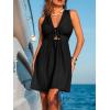 CUPSHE Women’s Summer Dresses Tie Front Plunging V Neck A Line Sleeveless Cutout Mini Dress(Black)