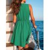 CUPSHE Women’s Summer Dresses Tie Front Plunging V Neck A Line Sleeveless Cutout Mini Dress(Green)