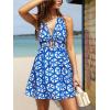 CUPSHE Women’s Summer Dresses Tie Front Plunging V Neck A Line Sleeveless Cutout Mini Dress(Light Blue)
