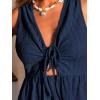 CUPSHE Women’s Summer Dresses Tie Front Plunging V Neck A Line Sleeveless Cutout Mini Dress(Navy)