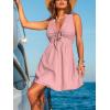CUPSHE Women’s Summer Dresses Tie Front Plunging V Neck A Line Sleeveless Cutout Mini Dress(Pink)