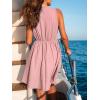 CUPSHE Women’s Summer Dresses Tie Front Plunging V Neck A Line Sleeveless Cutout Mini Dress(Pink)