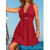 CUPSHE Women’s Summer Dresses Tie Front Plunging V Neck A Line Sleeveless Cutout Mini Dress(Red)