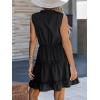 CUPSHE Womens Summer Dresses Tie Neck Sleeveless Tiered Ruffle A-Line Tunic Mini Dress(Black)