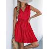 CUPSHE Womens Summer Dresses Tie Neck Sleeveless Tiered Ruffle A-Line Tunic Mini Dress(Brilliant Red)