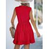 CUPSHE Womens Summer Dresses Tie Neck Sleeveless Tiered Ruffle A-Line Tunic Mini Dress(Brilliant Red)