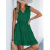 CUPSHE Womens Summer Dresses Tie Neck Sleeveless Tiered Ruffle A-Line Tunic Mini Dress(Green)