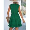 CUPSHE Womens Summer Dresses Tie Neck Sleeveless Tiered Ruffle A-Line Tunic Mini Dress(Green)