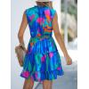 CUPSHE Womens Summer Dresses Tie Neck Sleeveless Tiered Ruffle A-Line Tunic Mini Dress(Green Blue)