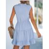 CUPSHE Womens Summer Dresses Tie Neck Sleeveless Tiered Ruffle A-Line Tunic Mini Dress(Light Blue)