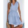 CUPSHE Womens Summer Dresses Tie Neck Sleeveless Tiered Ruffle A-Line Tunic Mini Dress(Light Blue)