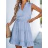 CUPSHE Womens Summer Dresses Tie Neck Sleeveless Tiered Ruffle A-Line Tunic Mini Dress(Light Blue)
