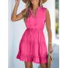 CUPSHE Womens Summer Dresses Tie Neck Sleeveless Tiered Ruffle A-Line Tunic Mini Dress(Pink)