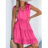 CUPSHE Womens Summer Dresses Tie Neck Sleeveless Tiered Ruffle A-Line Tunic Mini Dress(Pink)
