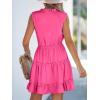 CUPSHE Womens Summer Dresses Tie Neck Sleeveless Tiered Ruffle A-Line Tunic Mini Dress(Pink)