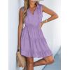 CUPSHE Womens Summer Dresses Tie Neck Sleeveless Tiered Ruffle A-Line Tunic Mini Dress(Purple)