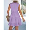 CUPSHE Womens Summer Dresses Tie Neck Sleeveless Tiered Ruffle A-Line Tunic Mini Dress(Purple)