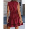 CUPSHE Womens Summer Dresses Tie Neck Sleeveless Tiered Ruffle A-Line Tunic Mini Dress(Red)