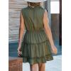 CUPSHE Womens Summer Dresses Tie Neck Sleeveless Tiered Ruffle A-Line Tunic Mini Dress(Sage Green)