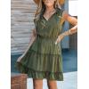 CUPSHE Womens Summer Dresses Tie Neck Sleeveless Tiered Ruffle A-Line Tunic Mini Dress(Sage Green)