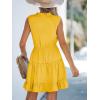 CUPSHE Womens Summer Dresses Tie Neck Sleeveless Tiered Ruffle A-Line Tunic Mini Dress(Yellow)
