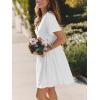 CUPSHE Women’s Summer Dresses V Neck Short Sleeve Hollow Out Ruffle Tunic Double Layer Vacation Mini Dress(White)