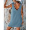 CUPSHE Women’s Summer Dresses V Neck Tie Strap Sleeveless Loose Fit Casual Mini Dress(Blue)