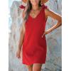 CUPSHE Women’s Summer Dresses V Neck Tie Strap Sleeveless Loose Fit Casual Mini Dress(Red)