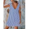 CUPSHE Women’s Summer Dresses V Neck Tie Strap Sleeveless Loose Fit Casual Mini Dress(Striped Blue)