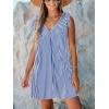 CUPSHE Women’s Summer Dresses V Neck Tie Strap Sleeveless Loose Fit Casual Mini Dress(Striped Blue)