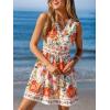 CUPSHE Women’s Summer Mini Dresses Vacation Floral Lace V Neck Sleeveless Sundress Casual Flowy Short A Line Beach Dress(Red Floral)