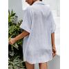 CUPSHE Women’s Summer Striped Mini Dress Short Sleeve Button Down Collar Shirt Dress Twist Front Linen Dress(Blue White)