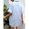CUPSHE Women’s Summer Striped Mini Dress Short Sleeve Button Down Collar Shirt Dress Twist Front Linen Dress(Light Blue White)