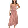 CUPSHE Midi Dress for Women 2025 Party Spaghetti Straps Sleeveless Pleated Cutout Formal Dress(Pink)