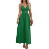 CUPSHE Women Casual Dress Beach Sleeveless V Neck Summer Cutout Spaghetti Straps Formal Maxi Sun Dresses(Green)