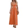 CUPSHE Women Casual Dress Beach Sleeveless V Neck Summer Cutout Spaghetti Straps Formal Maxi Sun Dresses(Orange)