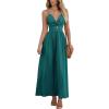 CUPSHE Women Casual Dress Beach Sleeveless V Neck Summer Cutout Spaghetti Straps Formal Maxi Sun Dresses(Teal)