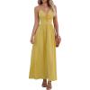 CUPSHE Women Casual Dress Beach Sleeveless V Neck Summer Cutout Spaghetti Straps Formal Maxi Sun Dresses(Yellow)